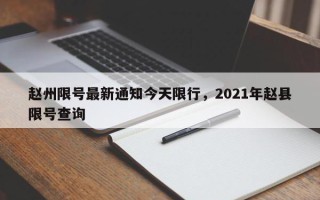 赵州限号最新通知今天限行，2021年赵县限号查询