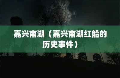 嘉兴南湖（嘉兴南湖红船的历史事件）-第1张图片